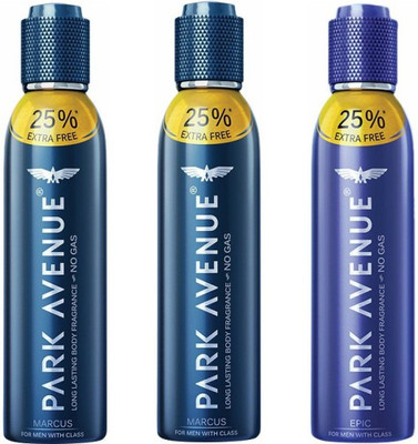 

Park Avenue 2 Marcus and 1 Epic Deodorant Combo Pack of 3 Body Spray - For Men(450 ml, Pack of 3)