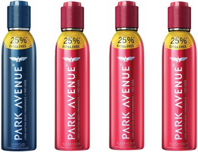

Park Avenue 1 Marcus and 3 Alexander Deodorant Combo Pack of 4 Body Spray - For Men(600 ml, Pack of 4)