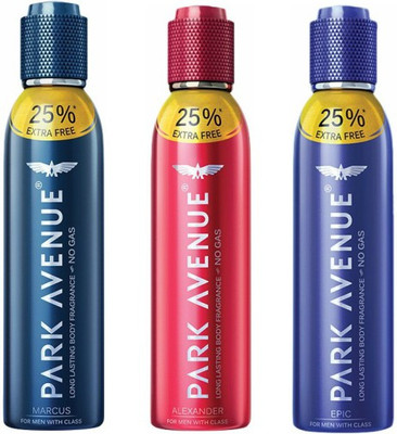 

Park Avenue 1 Marcus and 1 Alexander and 1 Epic Deodorant Combo Pack of 3 Body Spray - For Men(450 ml, Pack of 3)