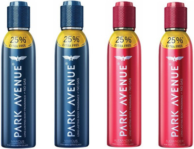 

Park Avenue 2 Marcus and 2 Alexander Deodorant Combo Pack of 4 Body Spray - For Men(600 ml, Pack of 4)