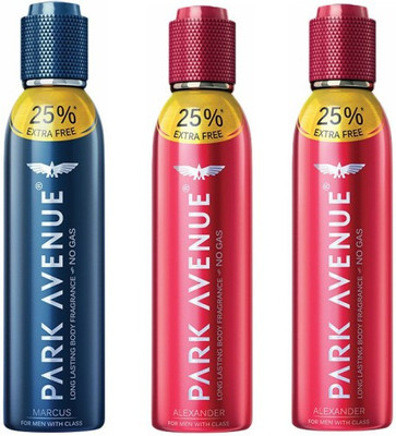 

Park Avenue 1 Marcus and 1 Alexander Deodorant Combo Pack of 3 Body Spray - For Men(450 ml, Pack of 3)