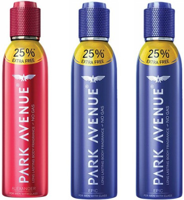

Park Avenue 1 Alexander and 2 Epic Deodorant Combo Pack of 3 Body Spray - For Men(450 ml, Pack of 3)