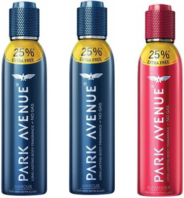 

Park Avenue 2 Marcus and 1 Alexander Deodorant Combo Pack of 3 Body Spray - For Men(450 ml, Pack of 3)