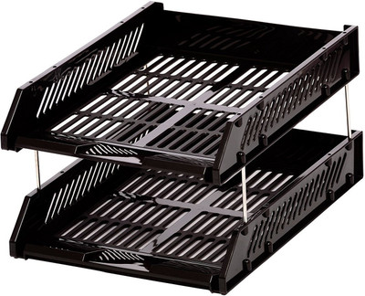 

Chrome Multipurpose Trays 2 Compartments Plastic Document Tray(Black)