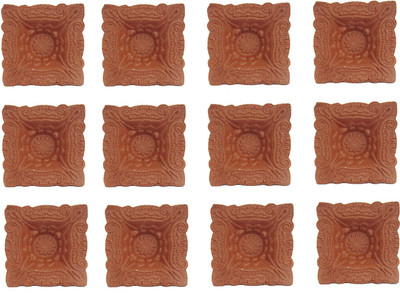 

Craft Art India Handmade Decorative Dipawali / Diwali Tealight / Oil Lamps For Pooja / Laxmi Puja - Set Of 12 Terracotta (Pack of 12) Table Diya Set(Height: 0.79 inch)