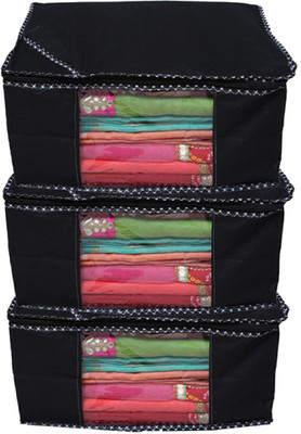 KUBER INDUSTRIES Designer Non woven Saree cover/ Saree Bag/ Storage bag Set of 3 Pcs 9 Inches Height COMBONWCMBB02 Black KUBER INDUSTRIES Garment Cove