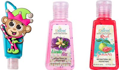 

kleanse Advanced Instant Hand Sanitizer - anti-bacterialn Water Melon & Red Guava sanitizer Gel with 3D holder(30 ml, Pack of 3)