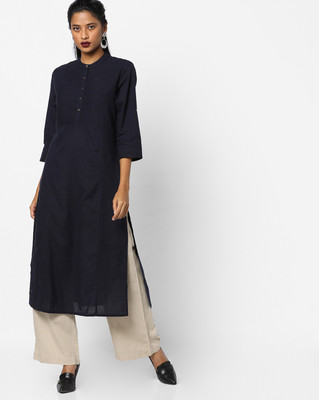 Jaipur Kurti Women Solid Straight Kurta(Blue)
