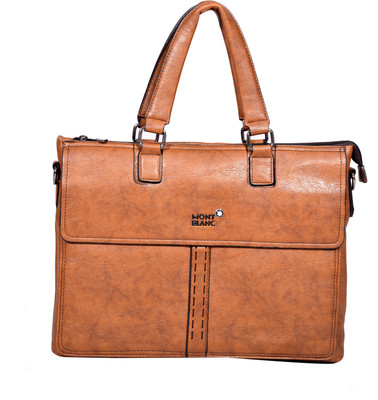 

PRAGEE 15 inch Expandable Laptop Messenger Bag(Black), Brown