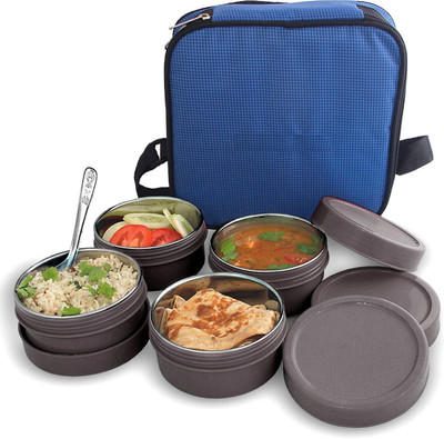 

BMS Lifestyle MaxFresh 2in1 Steel & Polypropylene 8 Containers Lunch Box(250 ml), Grey