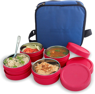 

BMS Lifestyle MaxFresh 2in1 Steel & Polypropylene 8 Containers Lunch Box(250 ml), Pink