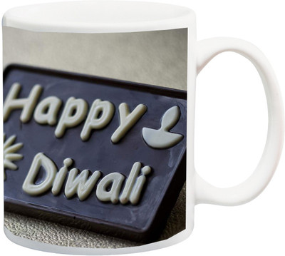 Stylotrendz Happy Diwali 3D Perfect Corporate Gifting Coffee Ceramic Mug(325 ml), White