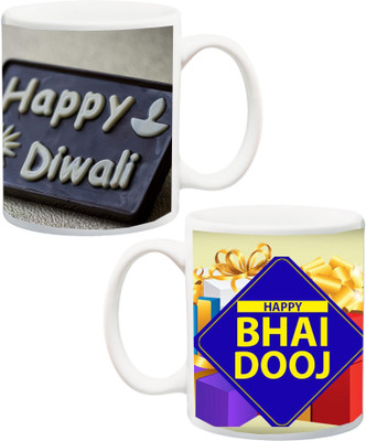 

Stylotrendz Combo Diwali & bhaiyadooj special gift Coffee Ceramic Mug(325 ml, Pack of 2), White