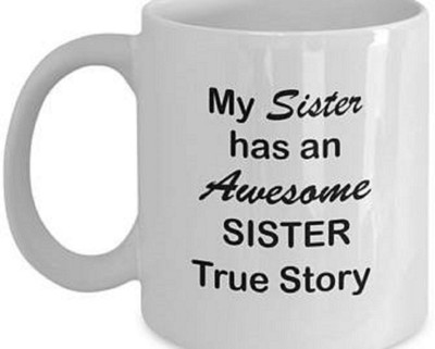VAMSUM SISTER LOVE Ceramic Mug(300 ml), Black;white
