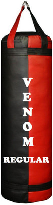 

Venom Regular 4.0 Feet Long, Synthetic Leather Material, Black and Red Color, Unfilled with Hanging Straps Hanging Bag(4.0, 48 kg)