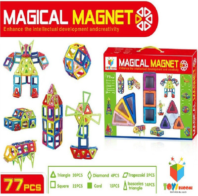 

Toys Bhoomi 77 piece Magical Magnetic Block Tiles Learning STEM Activity Playset(Orange)