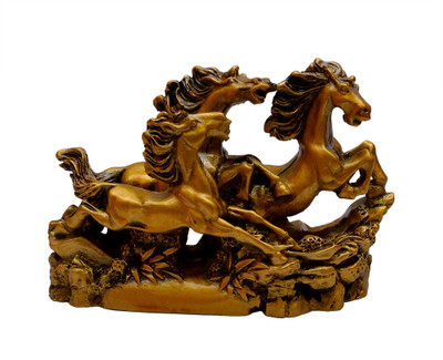

Vastu Art Vastu / Fengshui / Three Running Horses For Victory Decorative Showpiece - 10 cm(Polyresin, Gold)