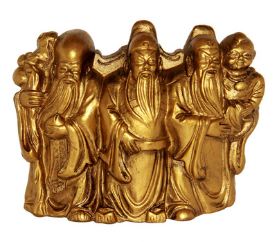 

Vastu Art Vastu / Fengshui / Small Fuk Luk Sau For Family Protection And Health Wealth Or Happiness Decorative Showpiece - 7 cm(Polyresin, Gold)