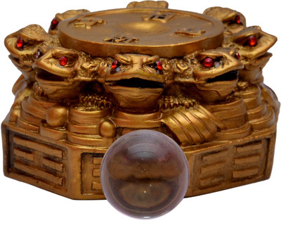 

Vastu Art Vastu / Fengshui / 8 Set Toad / Frogg For Good Luck And Prosperity Decorative Showpiece - 8 cm(Polyresin, Gold)