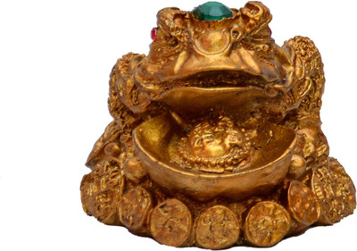 

Vastu Art Vastu / Feng Shui / Money Frogg With Coin For Health And Happiness Decorative Showpiece - 5 cm(Polyresin, Gold)