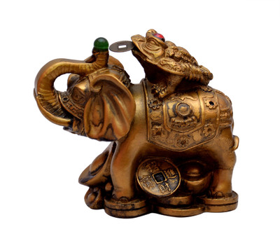 

Vastu Art Vastu / Fengshui / Wish Completion Elephent / Hathi For Wealth Decorative Showpiece - 8.5 cm(Polyresin, Gold)