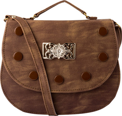 

T&E Fashion Women Casual Brown Leatherette Sling Bag
