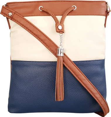 

Toteteca Bag Works Women Casual Blue, White PU Sling Bag