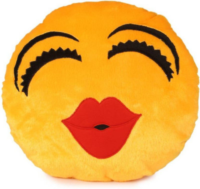 

star fashion YES YES KISS ME Facial Smiley Expression Comfy , Plushy Gift , Decorative and comfortable Embroidered Decorative Cushion Pack of 1 (Yellow) SIZE ( 35 X 35 ) - 35 cm(Yellow)