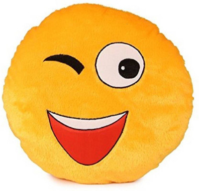 

star fashion YES YES CRAZY Facial Smiley Expression Comfy , Plushy Gift , Decorative and comfortable Embroidered Decorative Cushion Pack of 1 (Yellow) SIZE ( 35 X 35 ) - 35 cm(Yellow)