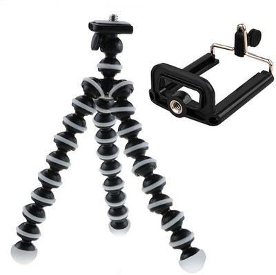 

Techlife Solutions Flexible Octopus Style Mini Tripod For Mobile Phone/Digital Camera/Smartphones With Universal Mobile Monopod Stand Mount Adapter & Long Screw Accessory - Black And White Tripod(Black and white, Supports Up to 500 g)