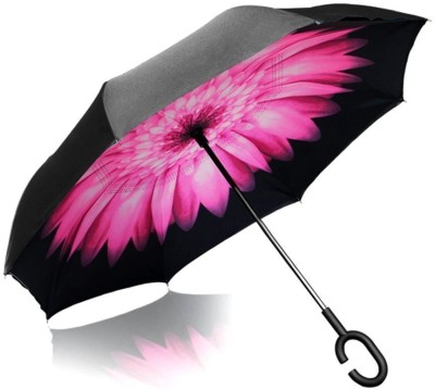 

Vetci Inverted Umbrella Double Layer Wind Proof, UV Proof Reverse Folding Umbrella with C Shape Handle Umbrella(Pink)