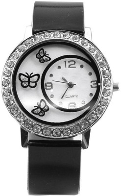 

keepkart Glory Black Diamond Studed Dial Butterfly Print For Women And Girls Watch - For Girls