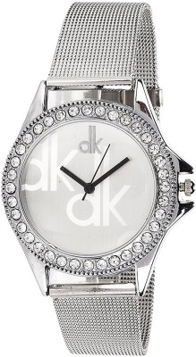 LEBENSZEIT DK Style Diamond Studded White Dial Metal Strap Analog Watch  - For Women   Watches  (LEBENSZEIT)