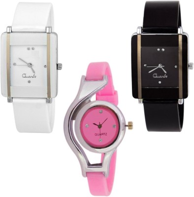 keepkart Glory Square White And Black KAWA With Pink Unique Designer Watch For Women And Girls Watch  - For Girls   Watches  (Keepkart)
