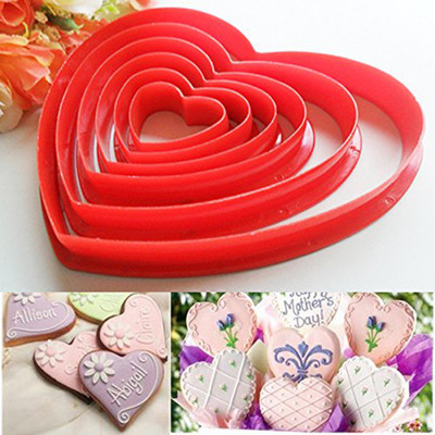 

SYGA 6Pcs/Set Heart Shape Cookie Cutters Mold Plastic Fondant Cake Cookie Decorating DIY Baking Tool Cookie Cutter(Pack of 6)