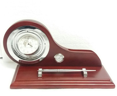 

GlamGals 0 Compartments mahogany wood Desktop of mahogany wood with 1 pen, clock, card holde(Brown)