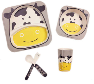 

EZ Life Kids Dining Set - 5 Pieces - Cow Pack of 5 Dinner Set(Wood)