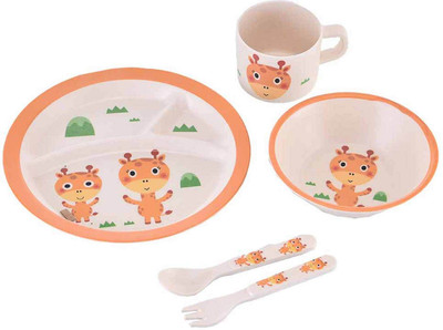 

EZ Life Kids Round Dining Set - 5 Pieces - Giraffee- Orange Pack of 5 Dinner Set(Wood)