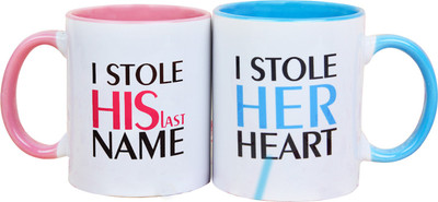 

Floweraura Hearty Romance Ceramic Mug(350 ml, Pack of 2), Multicolor