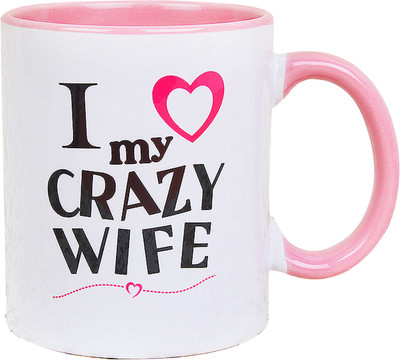 

Floweraura Crazy in love Ceramic Mug(350 ml), Multicolor