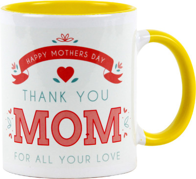 

Floweraura Thankyou Mom Ceramic Mug(350 ml), Multicolor
