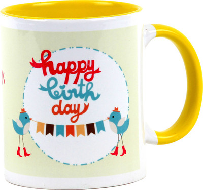 

Floweraura Colorful Birthday Wishes Ceramic Mug(350 ml), Multicolor