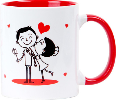 

Floweraura Twisted LoveStory Ceramic Mug(350 ml), Multicolor