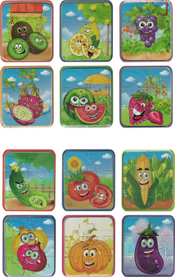 

Akrobo 12 Assorted wooden Puzzles for kids(12 Pieces)