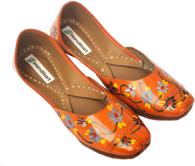 

iHandikart Handpainted Leather Jutti Jutis For Women(Multicolor, Multicolour