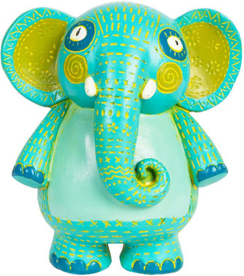 

Chumbak Wide Eyed Elephant Decorative Showpiece - 15 cm(Polyresin, Multicolor)
