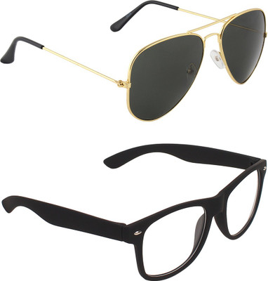 

Zyaden Aviator Sunglasses(Black, Clear