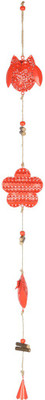 

Chumbak Flower Owl Iron, Wooden Windchime(29.5 inch, Red)