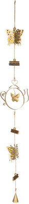 

Chumbak Butterflies Iron, Wooden Windchime(27.5 inch, Gold)