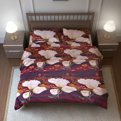 

SINGHS VILLAS DECOR 144 TC Cotton Double King Floral Bedsheet(Pack of 1, Brown)